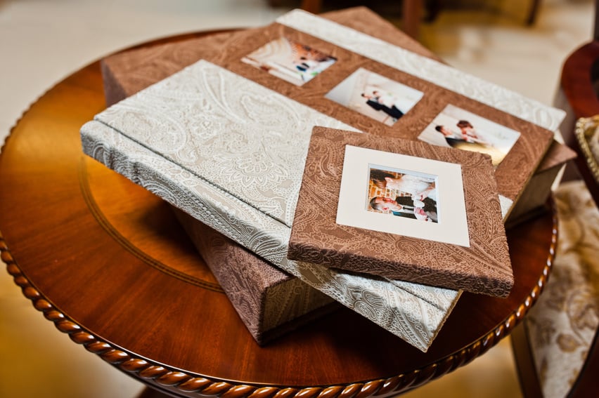 textile wedding photo book and album